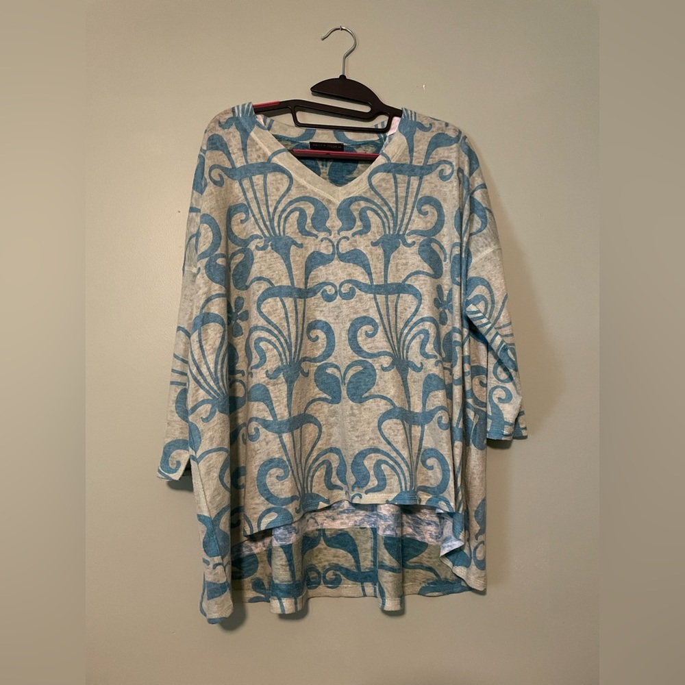 Nally & Millie Green Knit Quarter Sleeve Blouse